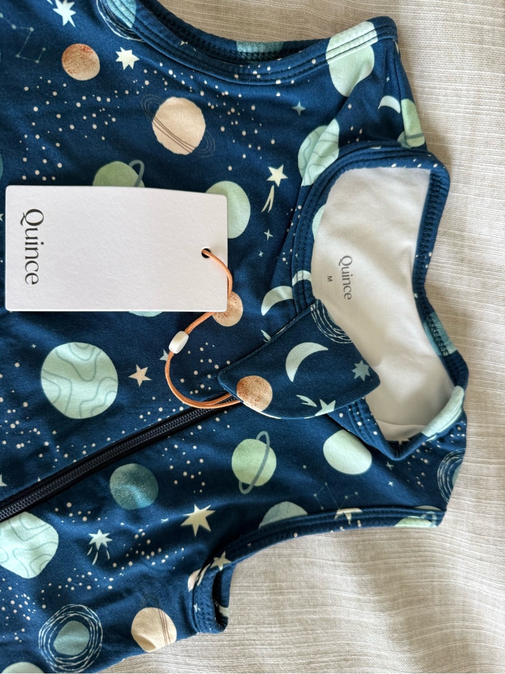 Quince Bamboo baby Sleep Sack Tog 1.0 Navy Planet Pattern, size M (new) - Picture 6 of 6